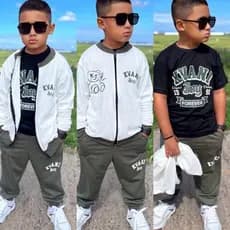 Conjunto 3 Peças Inverno Casaco + Calça + Blusa Quentinho Infantil Para Menino Capuz 2 ao 12 Anos