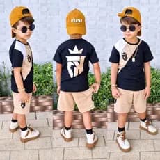 Conjunto Infantil Juvenil - Camiseta + Short Masculino Modelo Kvani Joy De Verão