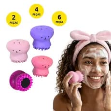 Kit de Esponjas Faciais Silicone Polvo | Esfoliante de Poros, Cravos e Oleosidade | Skincare