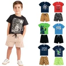 Kit 8 Peças Conjunto Infantil Menino Verão Roupa Masculina