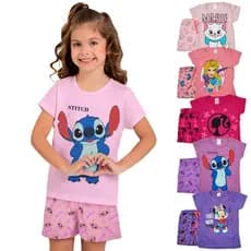 Kit 4 Peças Pijama Infantil Menina Feminino Verão 100% Algodão