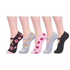 Kit Meia Sapatilha Antiderrapante Feminina para Pilates, Yoga e Academia