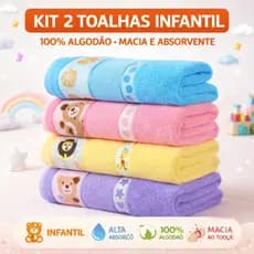 Kit2 Toalha De Banho Infantil Com Desenhos Kids 100% Algodão 70cm x 1,10m