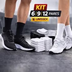 Kit 6 a 12 Pares Meia Academia Cano Médio Masculina Feminina Algodão