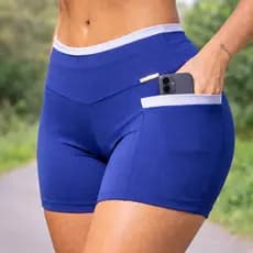 Short Academia Corrida Feminino Cós Alto com Bolso Lateral Suplex Soft Duo Conforto e Segurança