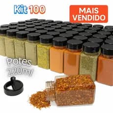 Pote 220ml Transparente para Tempero,tampa dosadora – 50 ou 100 Unidades – Atacado