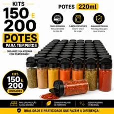Potes 220ml com Tampa Dosadora – 150 ou 200 Unidades – Atacado
