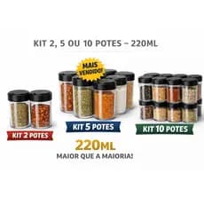 Potes para Temperos 220ml – 2, 5 ou 10 Unidades – Mais Capacidade que o Padrão