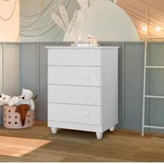 Cômoda Infantil Para Quarto Bebê 4 Gavetas Lara Branco