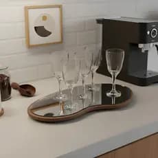 Bandeja Decorativa Orgânica com Espelho Multiuso Para Sala, Bar, Banheiro/Lavabo, Cantinho do Café