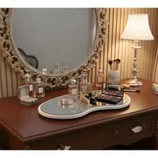 Bandeja Espelhada Decorativa Off White Luxo Orgânica Multiuso Sala Bar Lavabo Banheiro Café