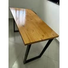 Escrivaninha Industrial 115cm Madeira Maciça Pinus com Base em Aço Mesa para Escritório Home Office Estudo