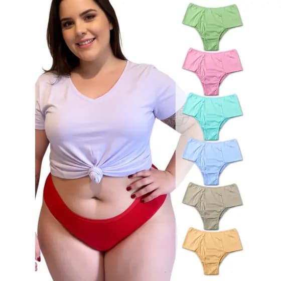 Kit 3 Calcinha Conforto Rebeca Peças cintura Alta Lateral Dupla Micro Poliamida