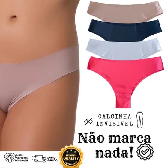 kit 5 calcinhas Confortável tanga sem costura corte a laser