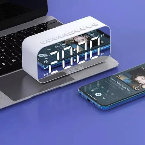 Relógio digital, alto-falante Bluetooth, suporte de telefone celular - EL-1065 Eletromex - Panda
