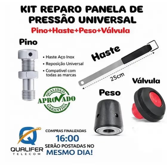 Kit reparo panela de pressão universal-Haste+Peso+Pino + Vávula.