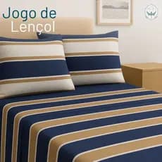🛏️ Jogo de Lençol Percal 180 Fios 4 pçs – Toque Macio, Alta Durabilidade e Conforto Premium Listrado