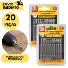 Kit 20 Ponta Magnética Imantada para Parafusadeira e Chave de Fenda Aço Reforçado