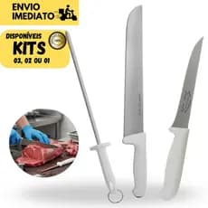 1/ 2 ou 3 Peças Chaira 10'' Faca Desossa 6'' Faca Chef 10'' Inox  Profissional  Cozinha Açougue