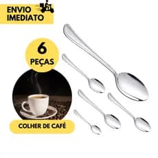 6 Colher de Café em Inox para Café  Padarias Hotel Restaurante Residencial sua Colher p/ Mexer Café