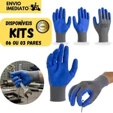 Kits 6 ou 3 Pares Luva Proteção c/ CA SuperSafety Látex Ideal p/ Obras Jardinagem e Serviços Gerais