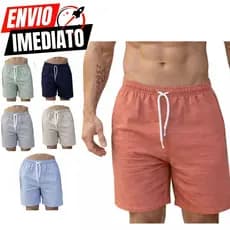 Short Mauricinho Linho Masculino Sarja Premium Bermuda Casual Slim Bermuda