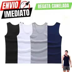 Kit 2 Regata Premium Masculina Modelo Americano Ribana Canelada Algodão e Elastano Primeira Linha