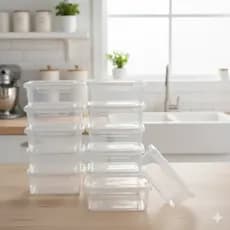 Kit 12 Potes Transparentes 800ml com Trava Lateral Reutilizáveis para Marmitas Organize Cozinha