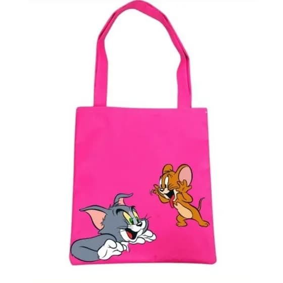 Bolsa Ecobag Rosa pink personagens Nylon
