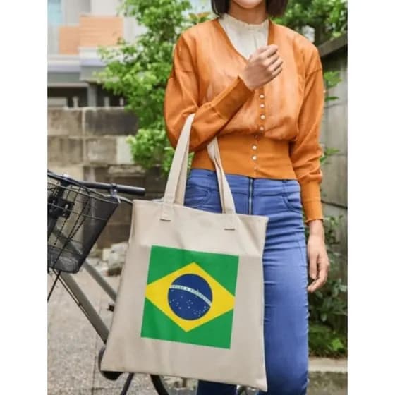 eco bag bolsa com estampa do brasil tecido nylon cru