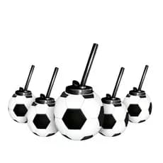 Kit 2 Copos Bola Futebol Canudo Lembrancinha Divertida Festa Aniversário