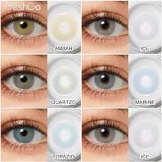 Freshgo Hidrocor Lentes De Contato Coloridas Verde Natural Sem borda e cor Lente 14.2mm