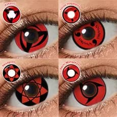 Pseyeche lente de contato vermelho Naruto Cosplay 14~14.5mm Lentes de Contato Anual 2 Peças/1 Par