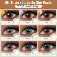 Magister Hidrocor Lentes De Contato Coloridas Natural 6 Meses De Uso Mel Sem borda Lente 14.0mm