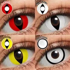 Pseyeche Lente branca halloween Cosplay Anual Olho De Gato Lentes de contato 1 Par Para Festa