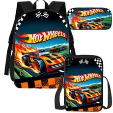 Material Escolar Infantil Carros Corrida Mochila Lancheira Estojo