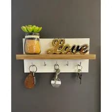 Porta Chave e Organizador de Parede em MDF Com Prateleira