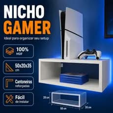 Nicho de Parede Suporte, prateleira para Video Game Console Notebook  Roteador 50x20x35cm MDF