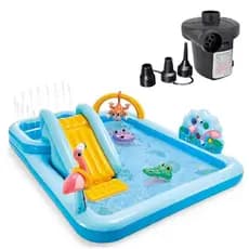 PISCINA INFLÁVEL PLAYGROUND INTEX AVENTURA NA FLORESTA 493L + BOMBA ELÉTRICA