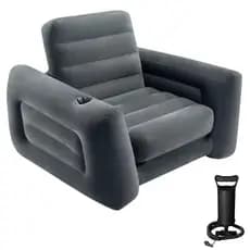 POLTRONA SOFÁ INTEX CAMA DE LUXO AVELUDADA + BOMBA AR MANUAL