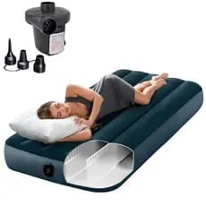 COLCHÃO INFLÁVEL SOLTEIRO INTEX FIBER TECH 191X76X25CM + BOMBA AR ELÉTRICA