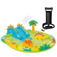 PISCINA PLAYGROUND INFLAVEL INTEX PEQUENO DINO 143L + BOMBA MANUAL