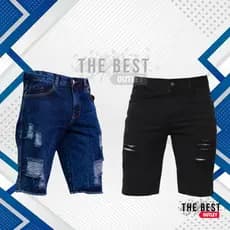 Kit Masculino 2 Bermuda Jeans Rasgada Masculina Shorts da Moda Desfiado