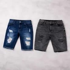 Kit 2 Bermuda Jeans Rasgada Masculina Premium Jogador Lançamento