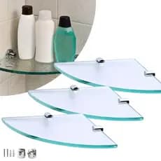 kit 3 Prateleira Porta Shampoo de Vidro 20x20x6 Banheiro Lavanderia Prateleira