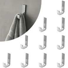 Kit 10x Cabide Gancho Quadrado Inox Para Banheiro Fixação Dupla Oculta de Parede Porta toalha Rosto