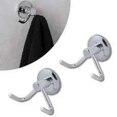 Kit 02 Cabide Duplo Inox P/ Banheiro Gancho Toalheiro De Parede FIxação Dupla