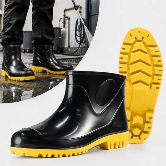 Bota De Pvc Innpro Cano Curto Preto/Amarelo Impermeável Antiderrapante Frigorífico EPI CA 40681