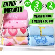 Kit Com 3 2 Manta De bebê Cobertor Do Bebe Mantinha Microfibra Estampada Para Kit Maternidade 1 MT x 90 Cm
