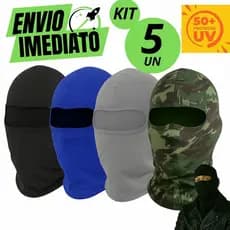 Kit 5 Touca Ninja Térmica Balaclava Motoqueiro Motoboy Toca Moto Proteção Solar UV50+ Frio Calor